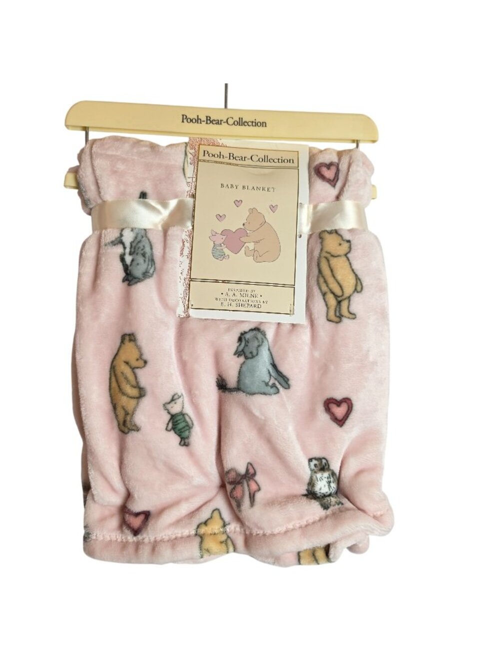 Pooh Bear Collection Classic Winnie the Pooh Eeyore Pink Baby Blanket 30x40 New